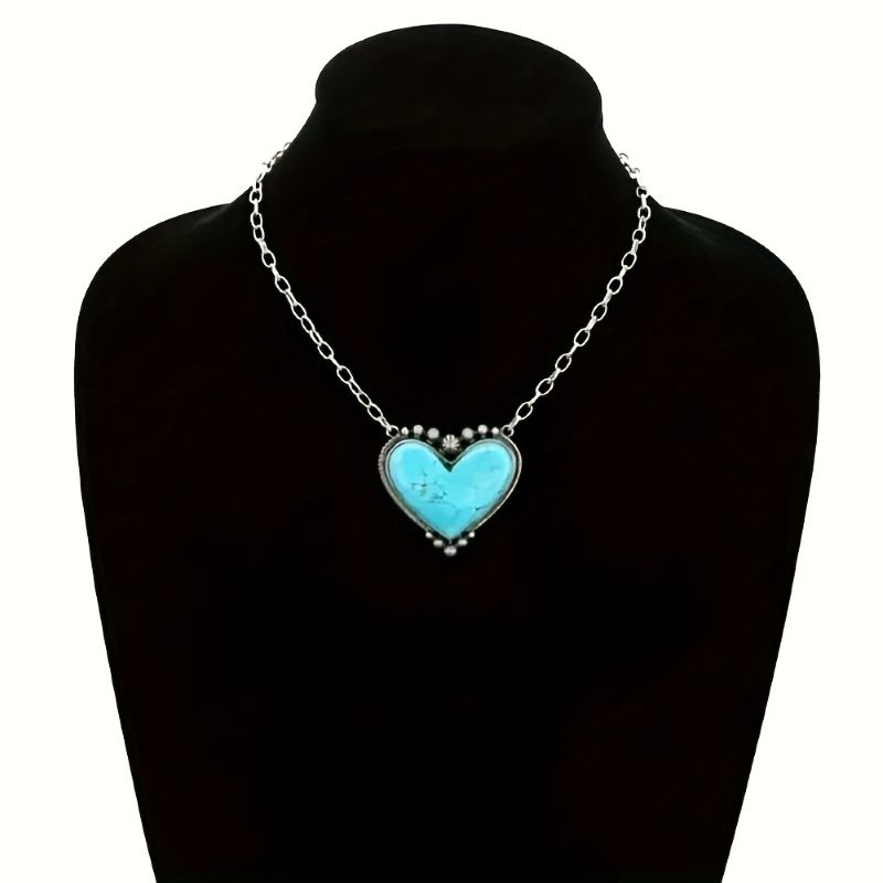 Vintage Heart Turquoise Pendant Necklace