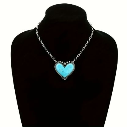 Vintage Heart Turquoise Pendant Necklace