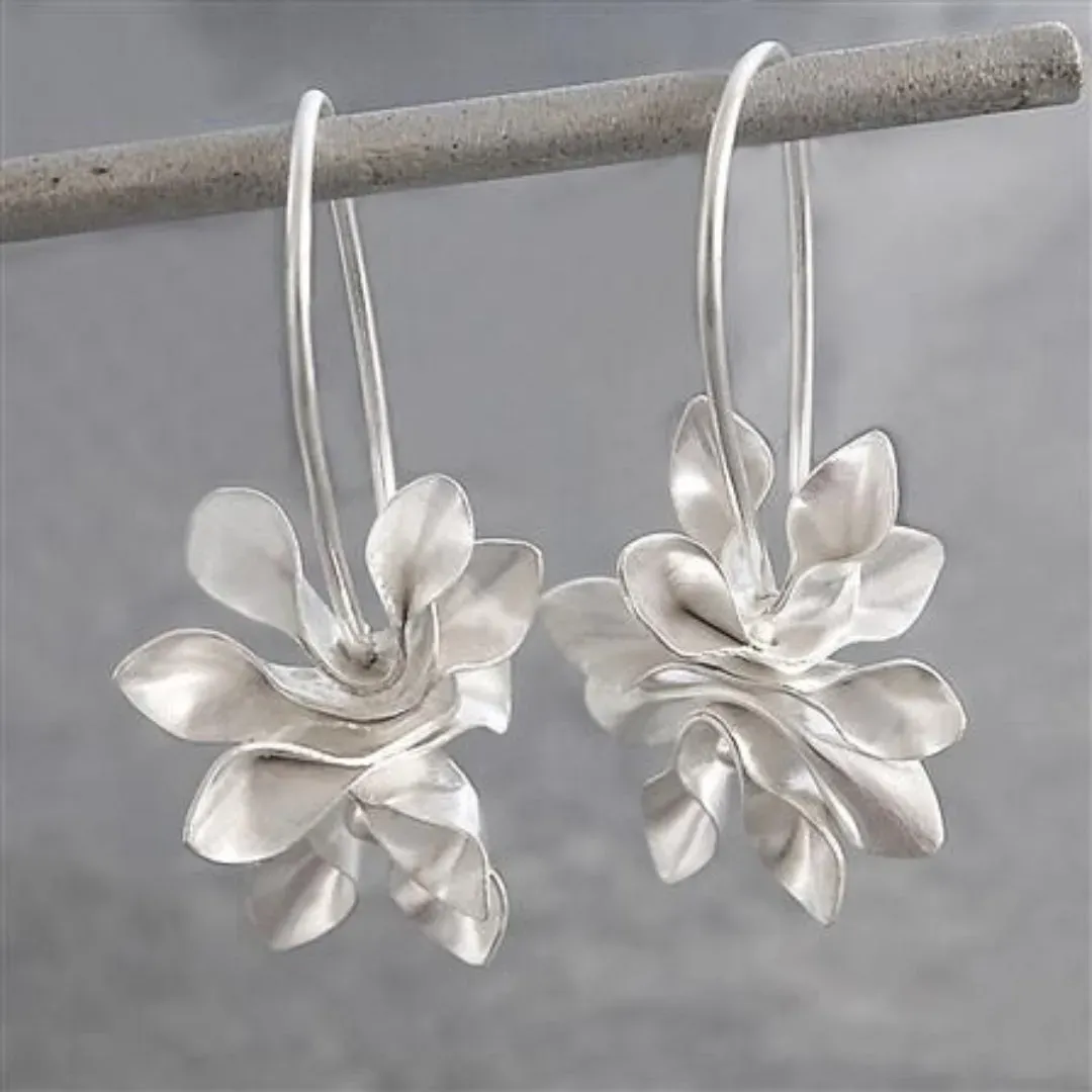 VINTAGE IRREGULAR BLOSSOM SILVER EARRINGS