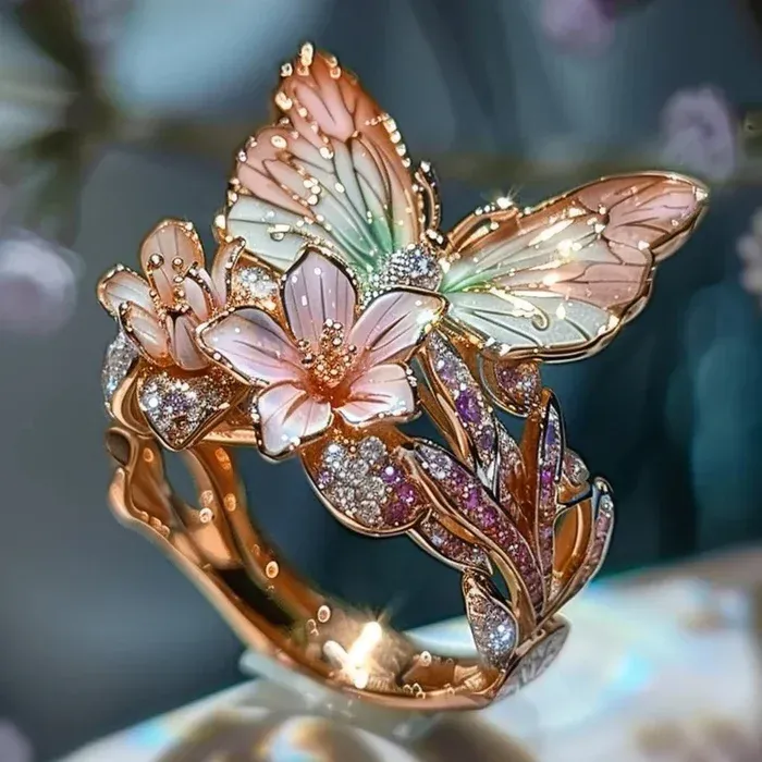 VINTAGE GOLDEN BRIMHAVEN FLORAL RING