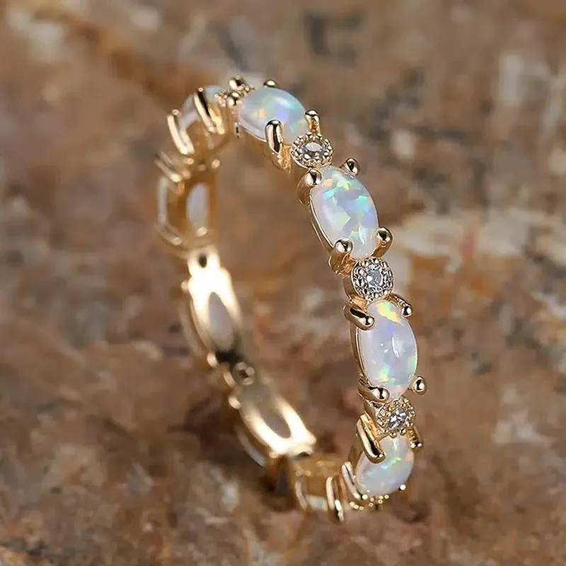 VINTAGE GOLD OPAL ETERNITY RING