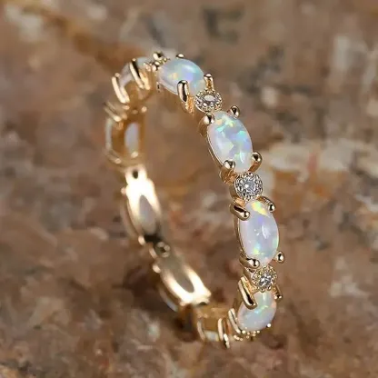 VINTAGE GOLD OPAL ETERNITY RING