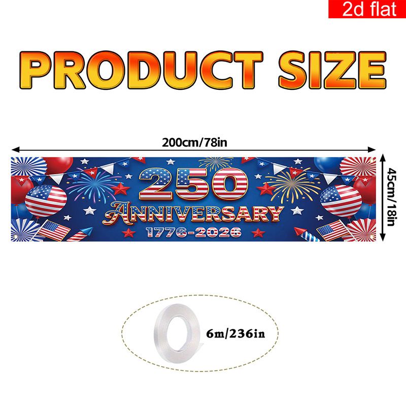 US 250th Anniversary Outdoor Patio Porch Decoration Backdrop