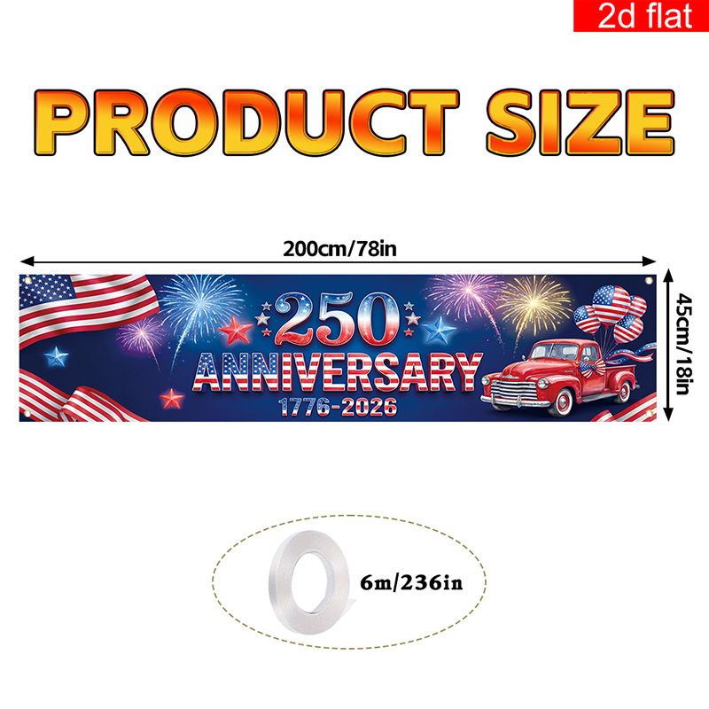 US 250th Anniversary Outdoor Patio Porch Decoration Backdrop