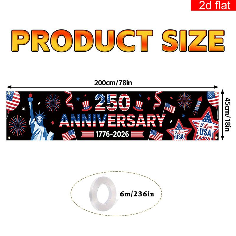 US 250th Anniversary Outdoor Patio Porch Decoration Backdrop