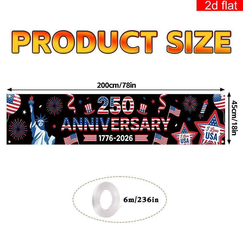 US 250th Anniversary Outdoor Patio Porch Decoration Backdrop