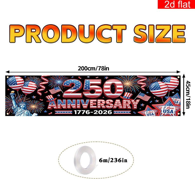 US 250th Anniversary Outdoor Patio Porch Decoration Backdrop