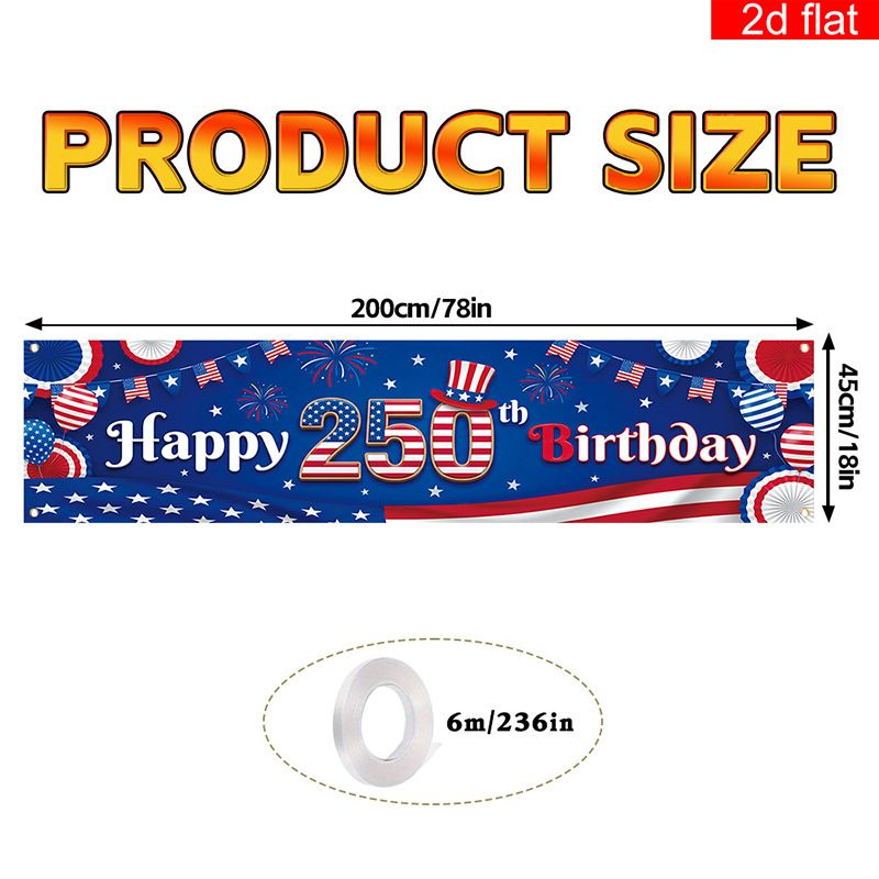 US 250th Anniversary Outdoor Patio Porch Decoration Backdrop