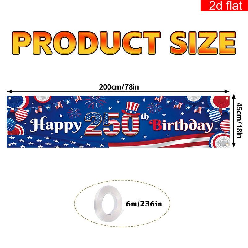 US 250th Anniversary Outdoor Patio Porch Decoration Backdrop