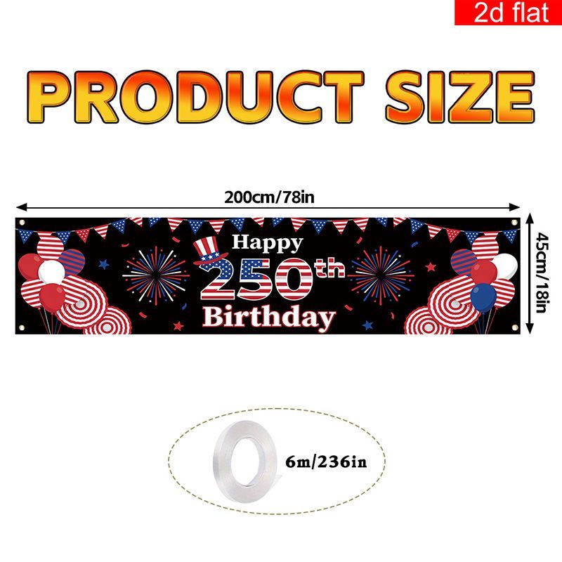 US 250th Anniversary Outdoor Patio Porch Decoration Backdrop