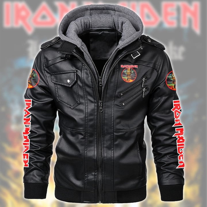 IRM Leather Jacket with Hood Black IRMLJWH16942