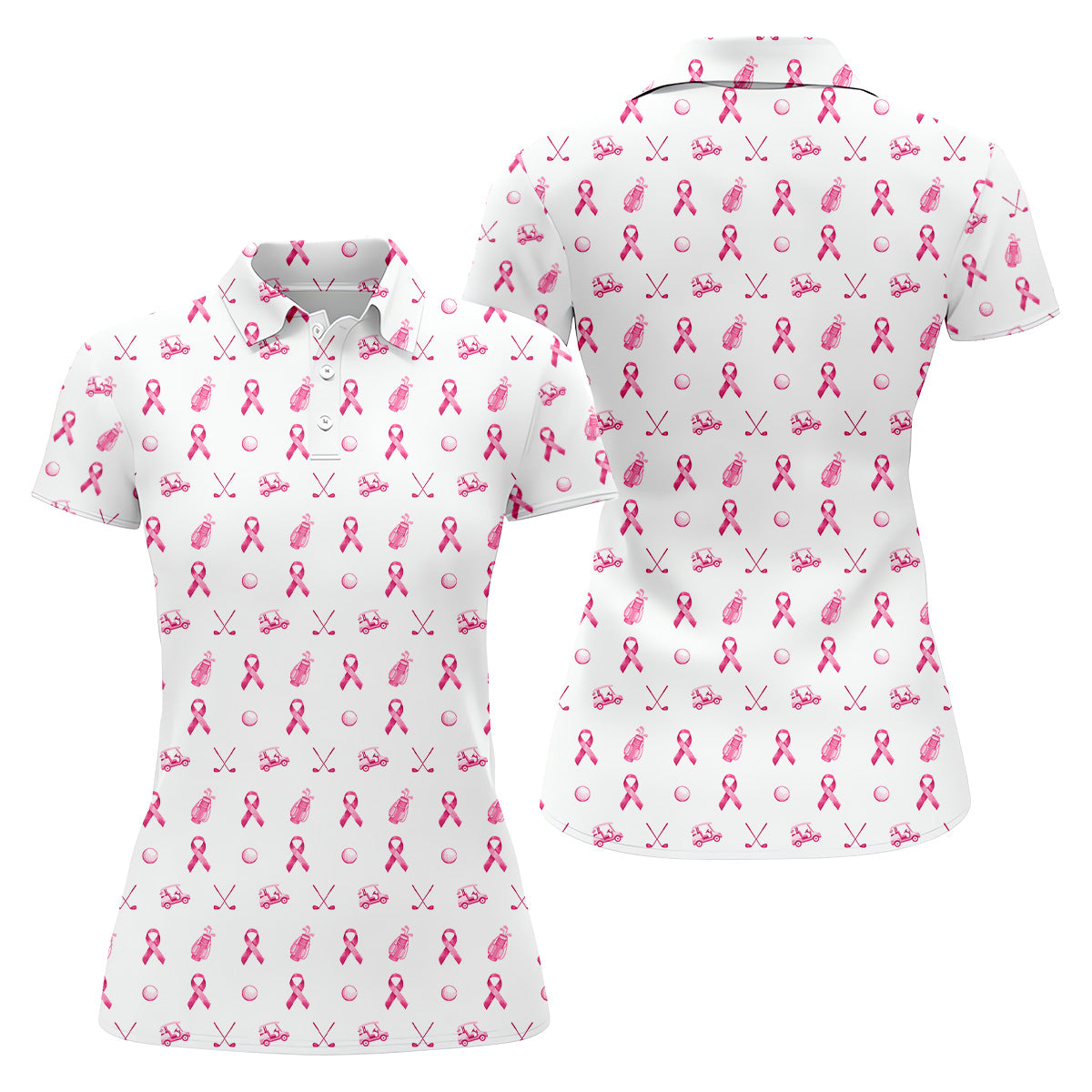 Pink Ribbon Breast Cancer Awareness Polo Shirt