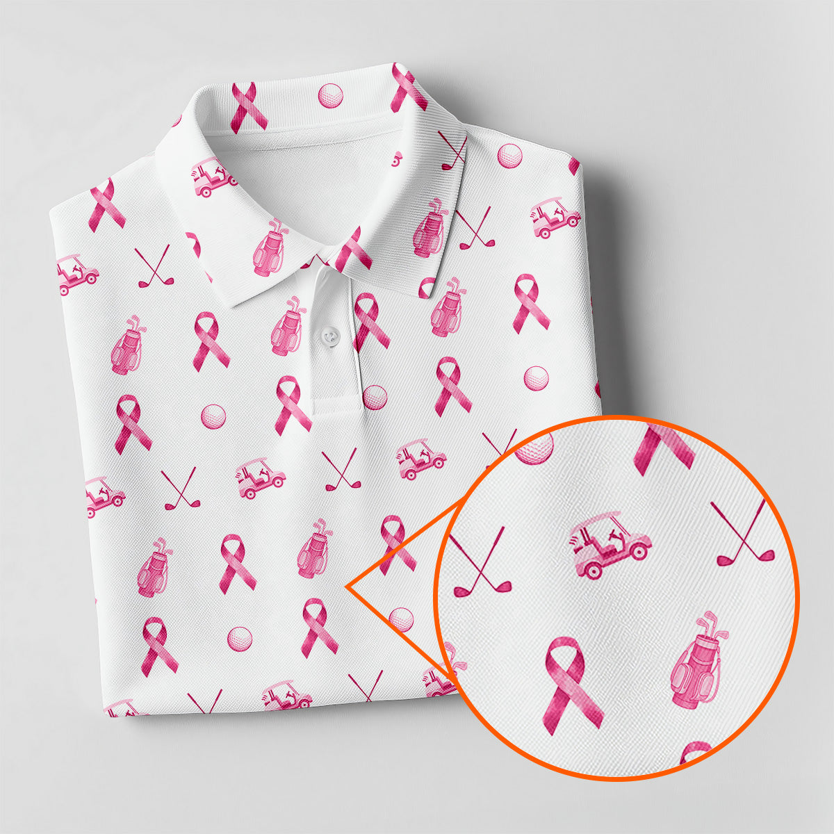 Pink Ribbon Breast Cancer Awareness Sleeveless Polo Shirt