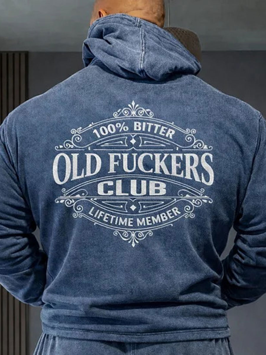 Men's Old Fuckers Club Printed Casual Hoodie