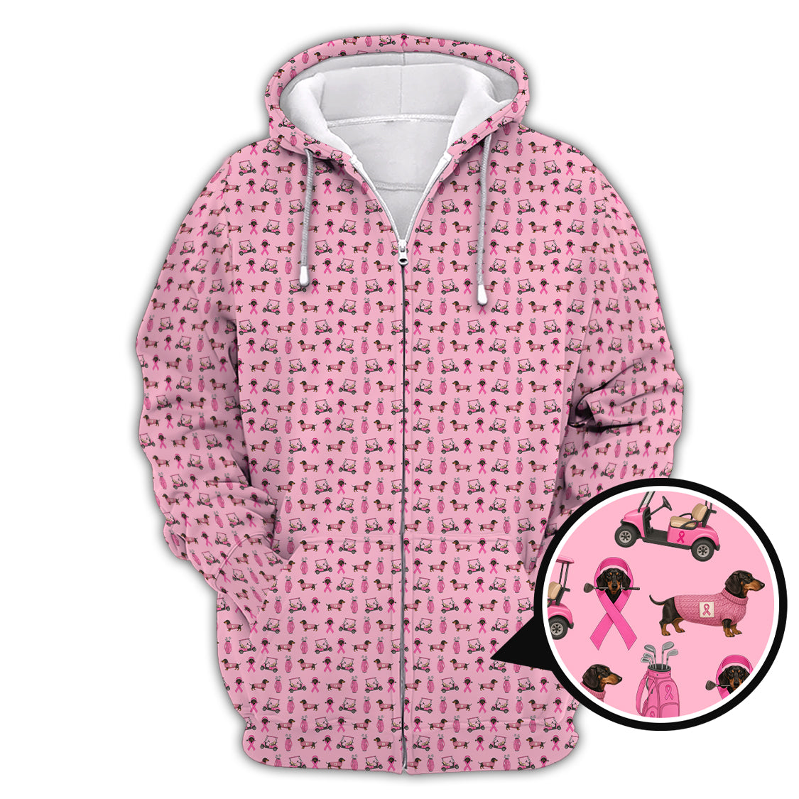 Breast Cancer Golf Shirt, Dachshund Golf Shirt, Pattern Golf Shirt For Golfer