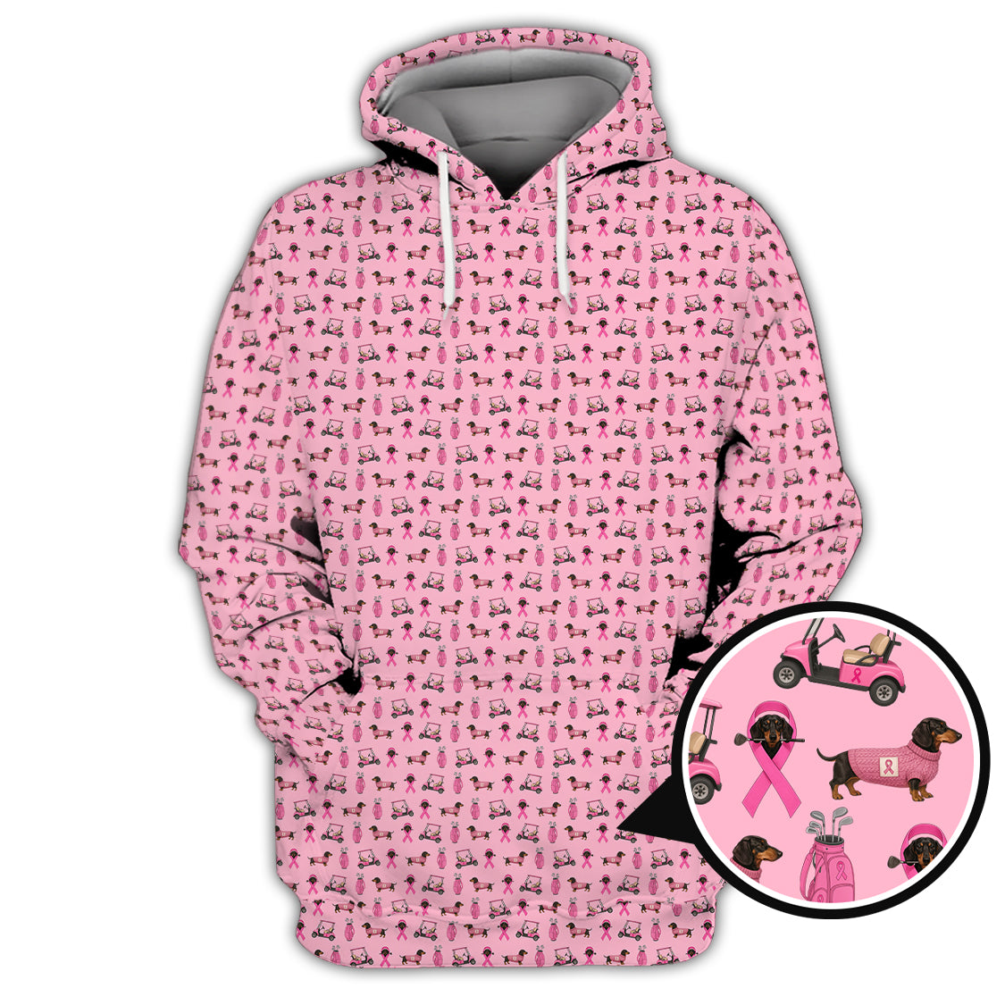 Breast Cancer Golf Shirt, Dachshund Golf Shirt, Pattern Golf Shirt For Golfer