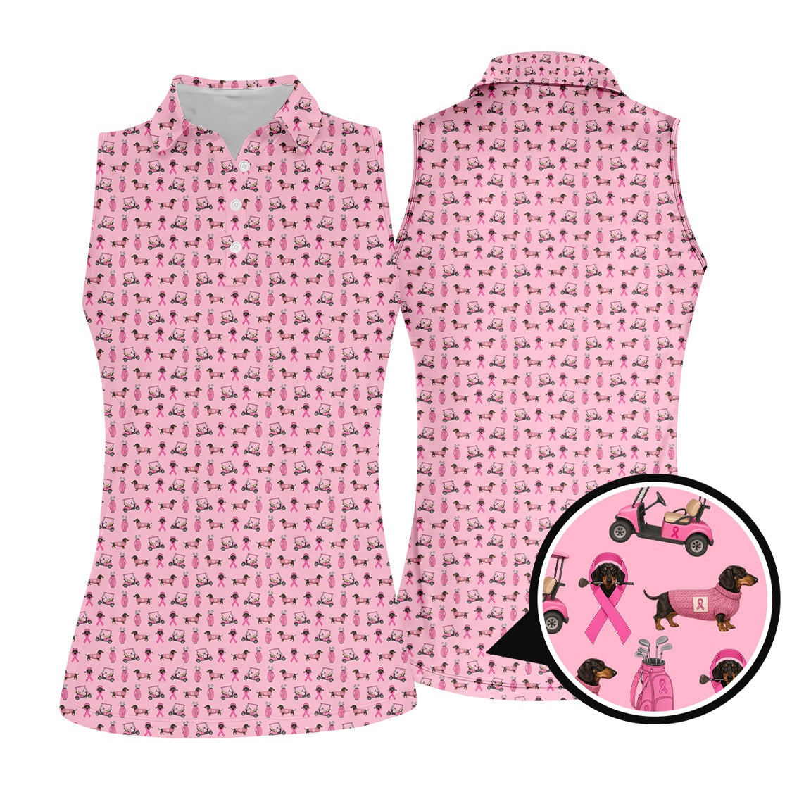 Breast Cancer Golf Shirt, Dachshund Golf Shirt, Pattern Golf Shirt For Golfer