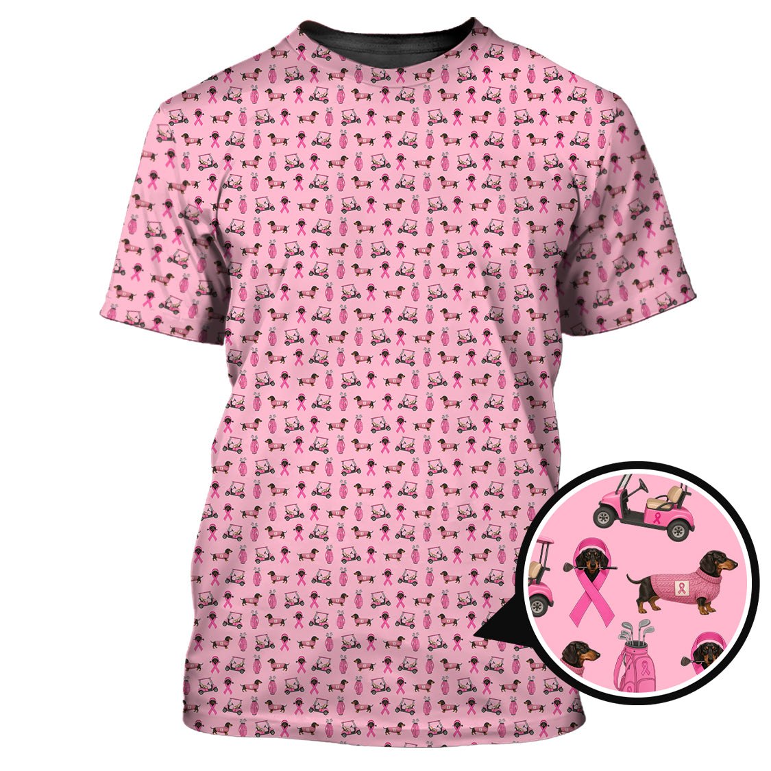 Dachshund Breast Cancer Awareness Golf  T-shirt