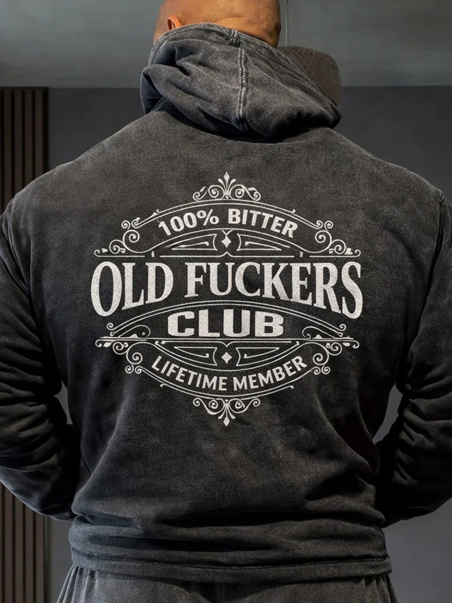 Men's Old Fuckers Club Printed Casual Hoodie