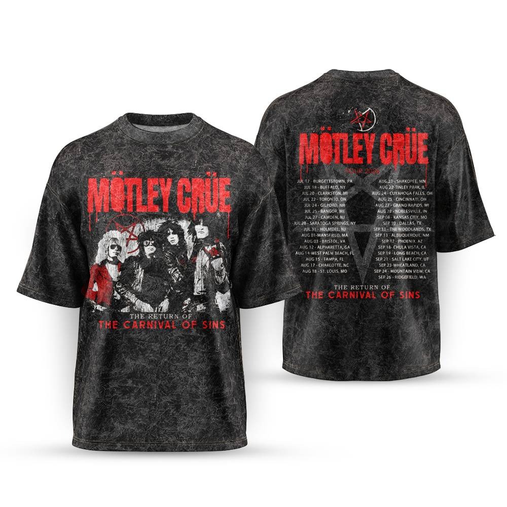 Mötley Crüe - THE RETURN OF THE CARNIVAL OF SINS! 2026 Tour V.I.P Washed-Washed T-shirt
