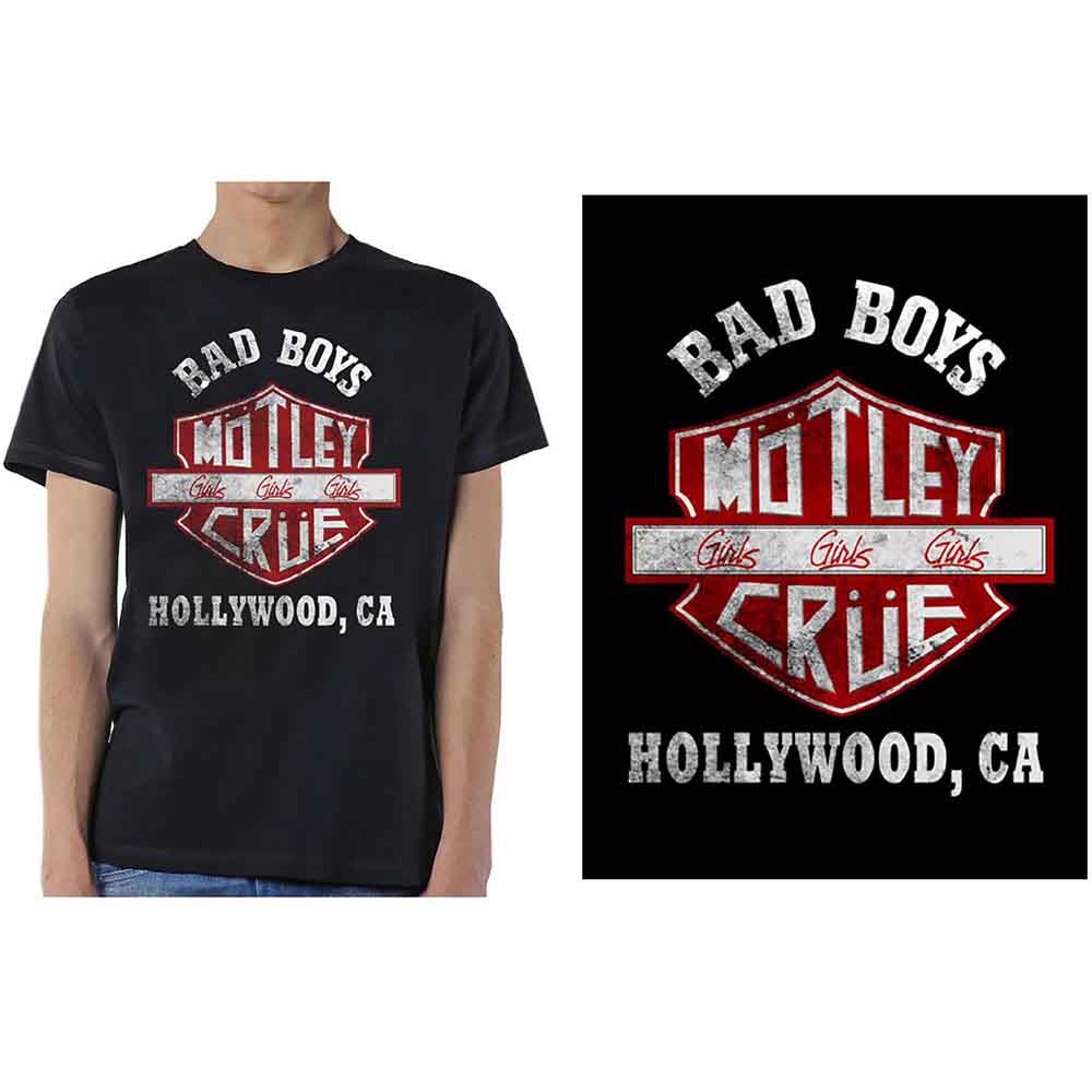 Motley Crue Bad Boys Shield T Shirt Black