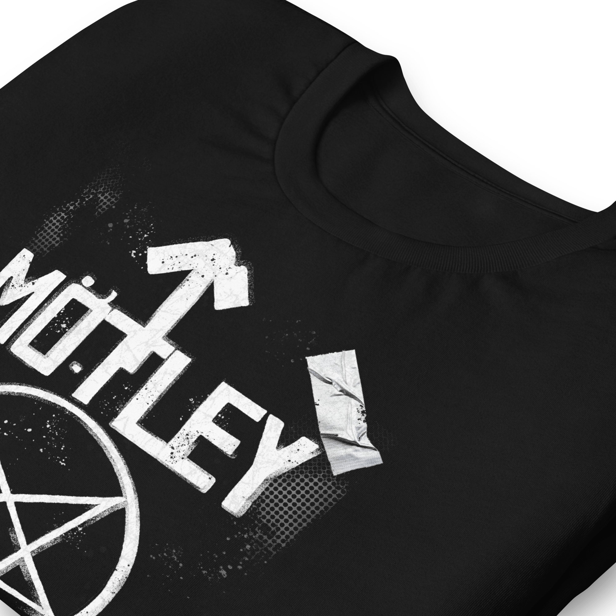 Motley Crue Black and White Logo  Mens T Shirt Black