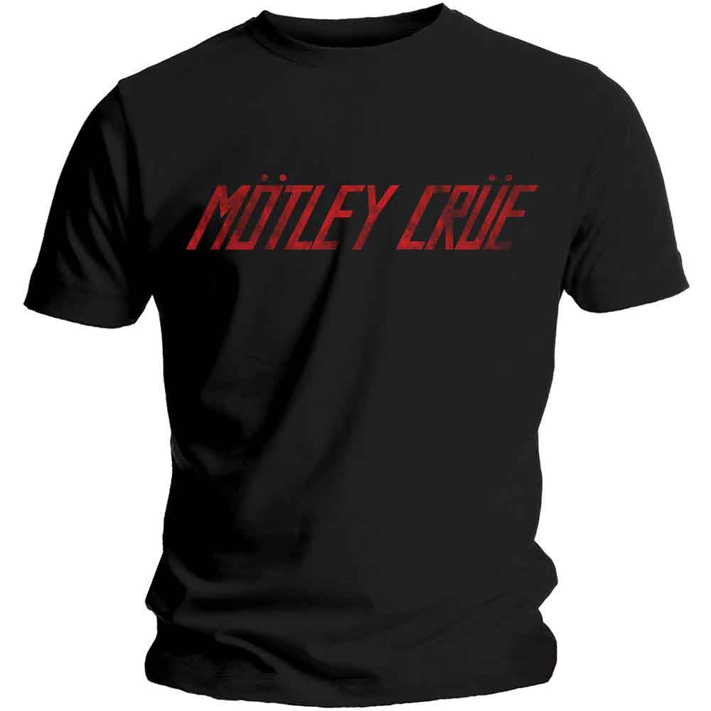 Motley Crue Distressed Logo Mens T Shirt Black