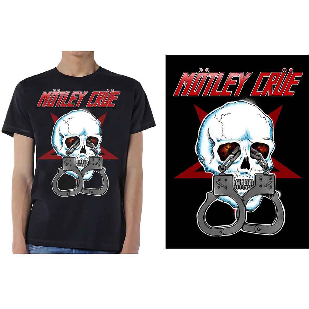 Motley Crue Skull Cuffs 2 Mens T Shirt Black