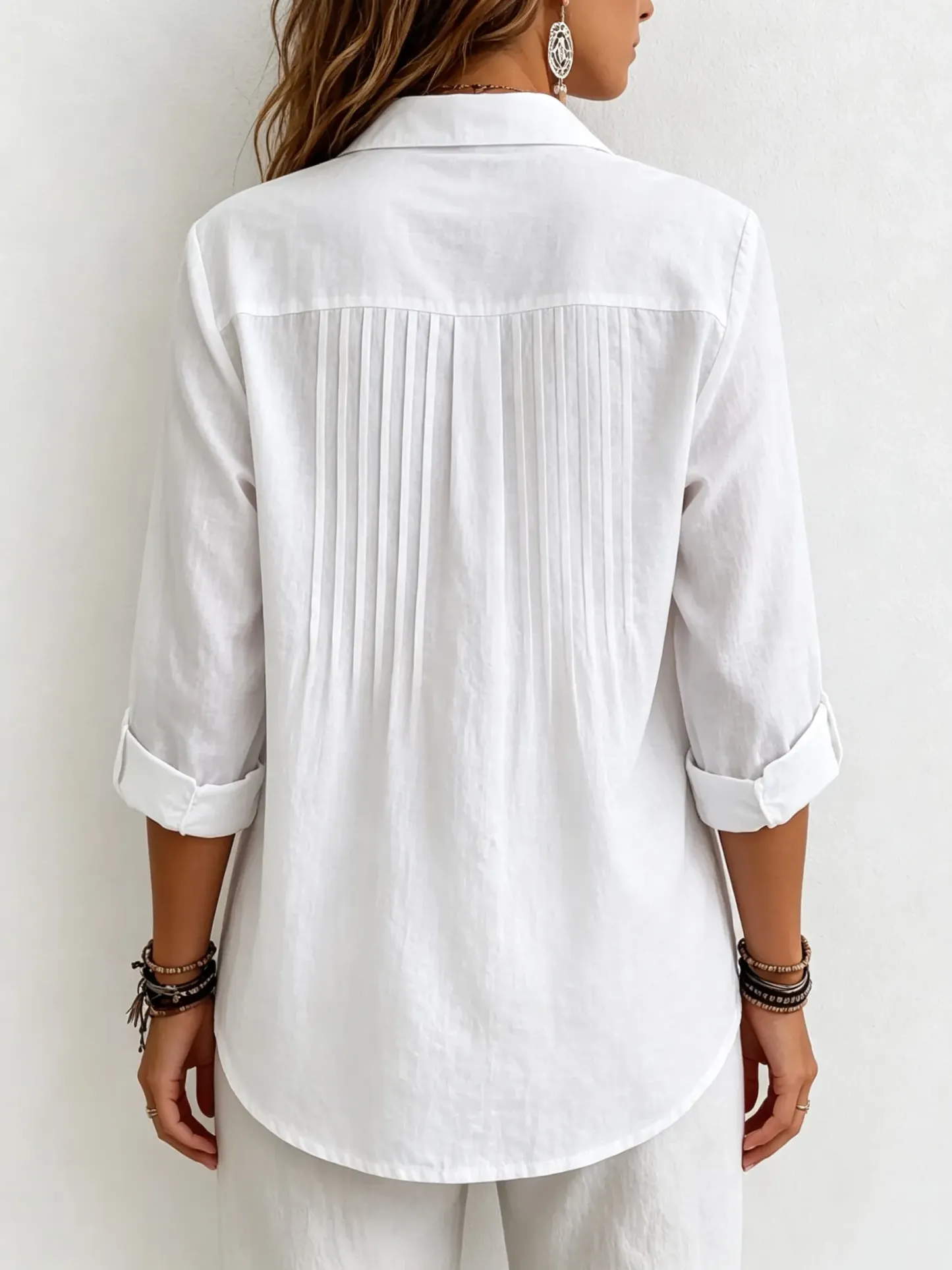 New Arrival 🔥 Women's Solid-color Casual Pleated Cotton-linen Shirt