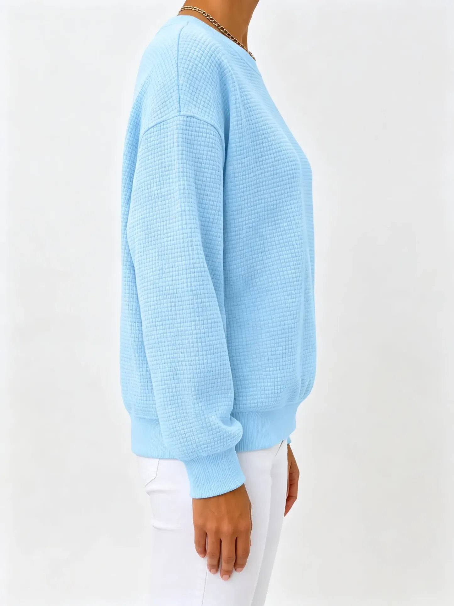 CLEARANCE SALE🔥Women's Waffle Knit Crewneck Sweatshirt