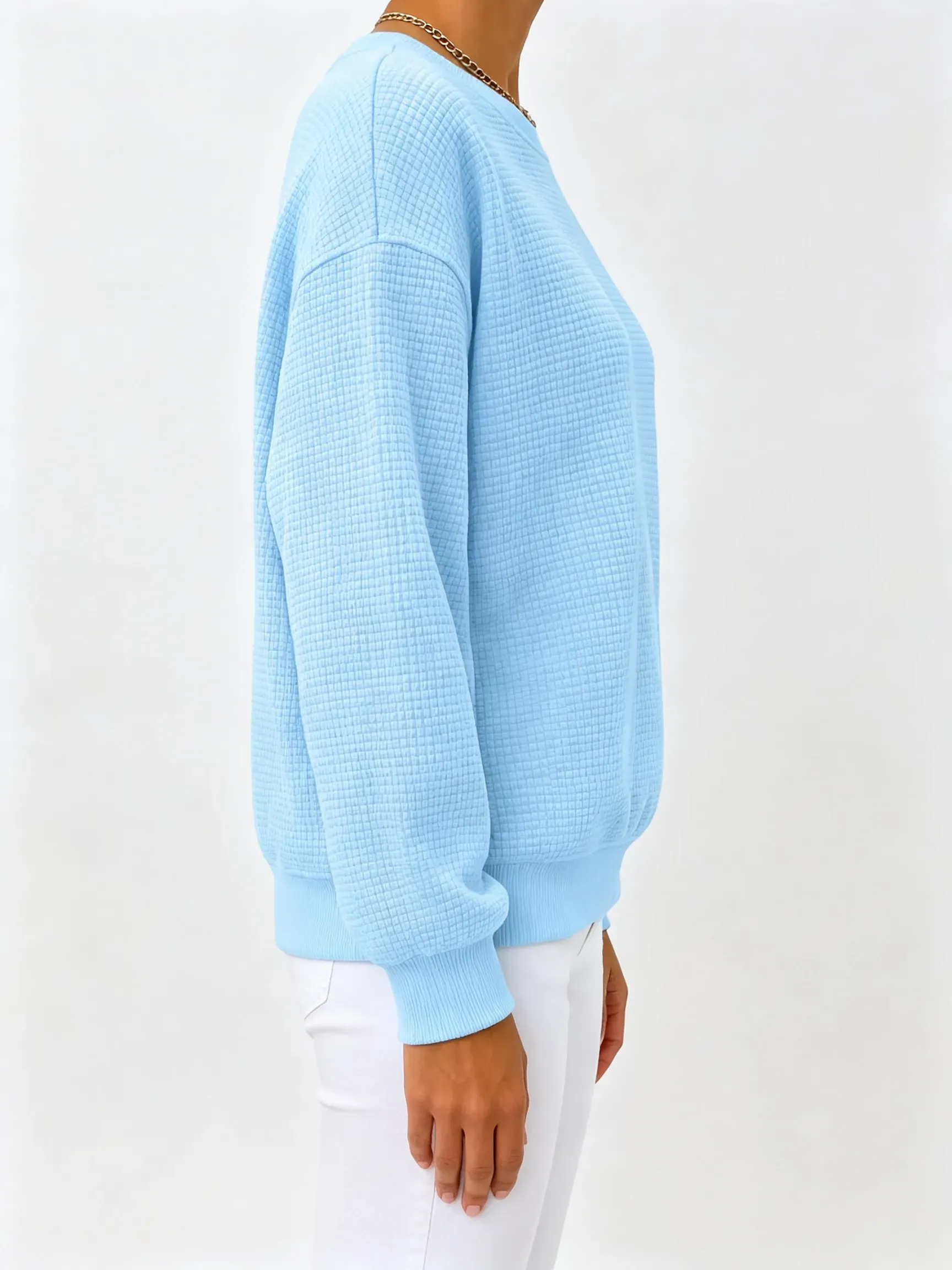 CLEARANCE SALE🔥Women's Waffle Knit Crewneck Sweatshirt