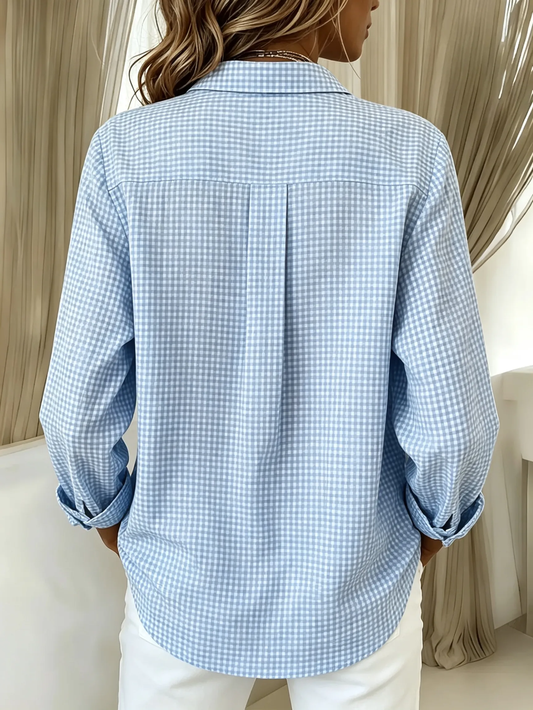 CLEARANCE SALE🔥 Women's Casual Gingham Long Sleeve Button Down Shirt