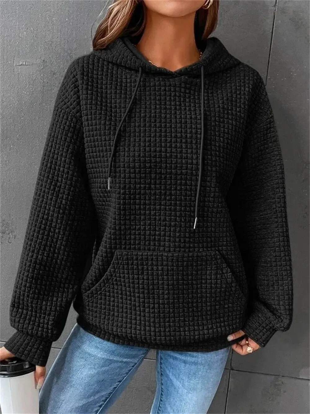 Womens Casual Pocket Hoodie Long Sleeve Fashion Pullover Hooded Top Sweatshirt