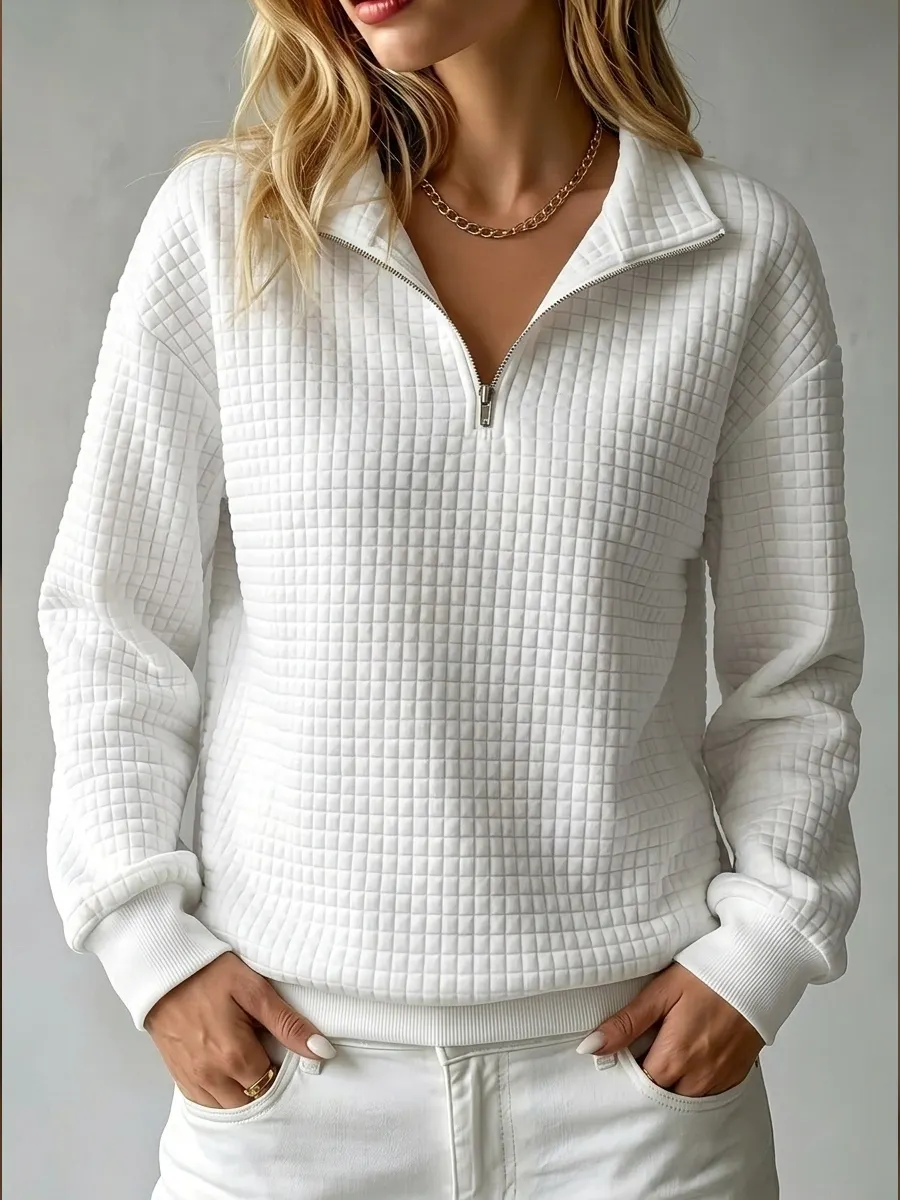CLEARANCE SALE🔥50% OFF🔥 Women's Casual Quilted 1/4 Zip Sweatshirt