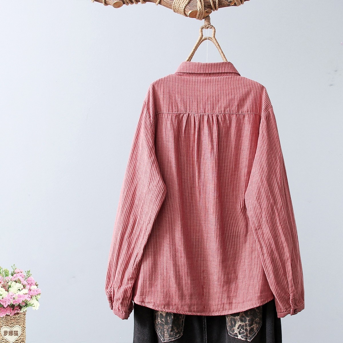 Women's Linen Cotton Casual Loose Stripe Shirt-Buy 3 Get Free Shipping