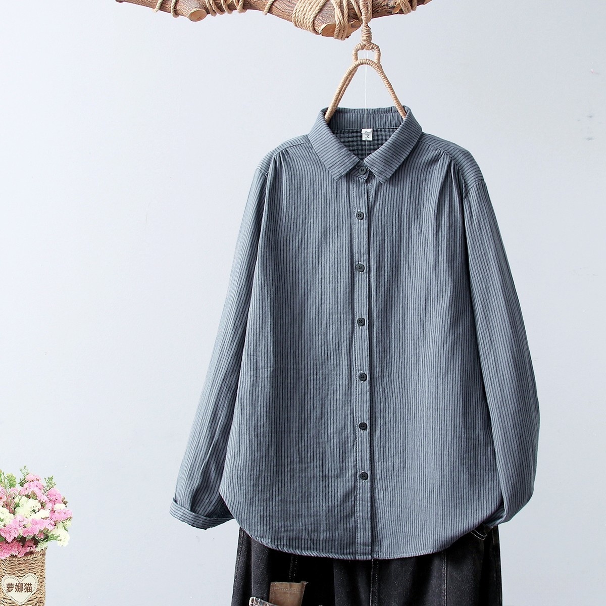 Women's Linen Cotton Casual Loose Stripe Shirt-Buy 3 Get Free Shipping