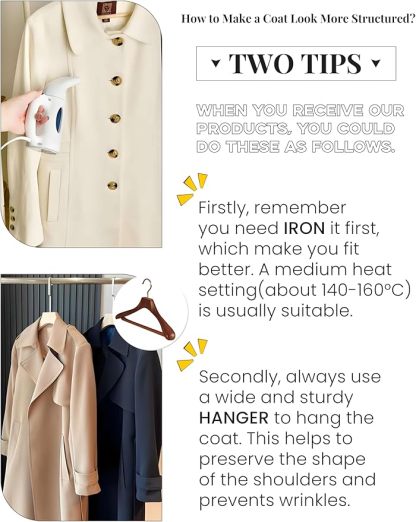 Omoone 2025 Winter Elegant Womens Pea Coat Mid Long Wool Coat Wool Blend Trench Coat with Pockets