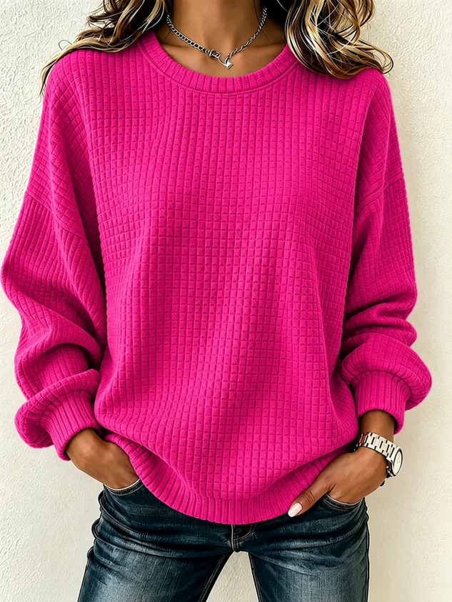 Women Plain Crew Neck Casual Spring/Fall Long Sleeve Sweatshirt