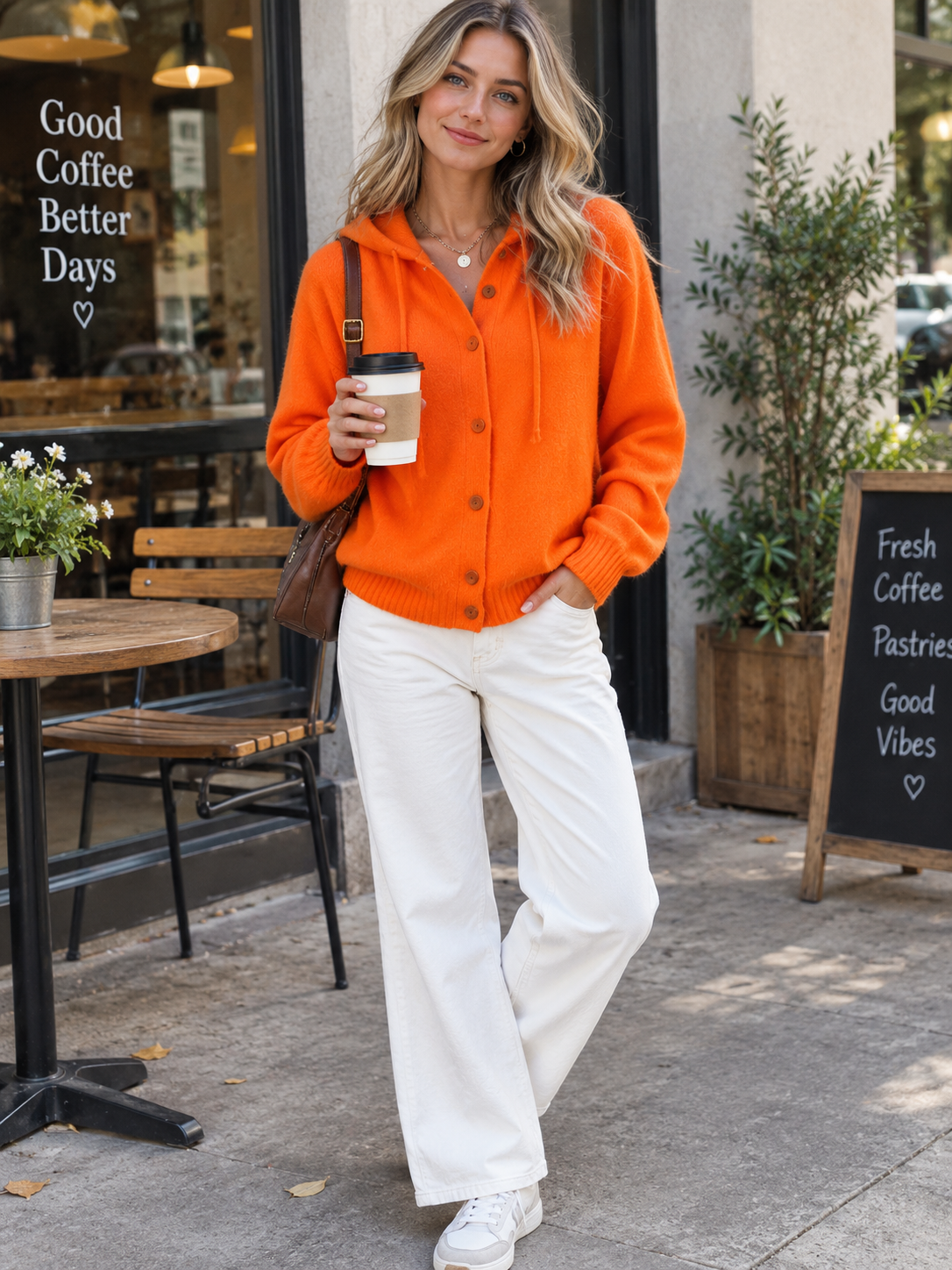 CLEARANCE SALE🔥 Women's Casual Hoodie Cotton Plain Long Sleeve Comfy Cardigan