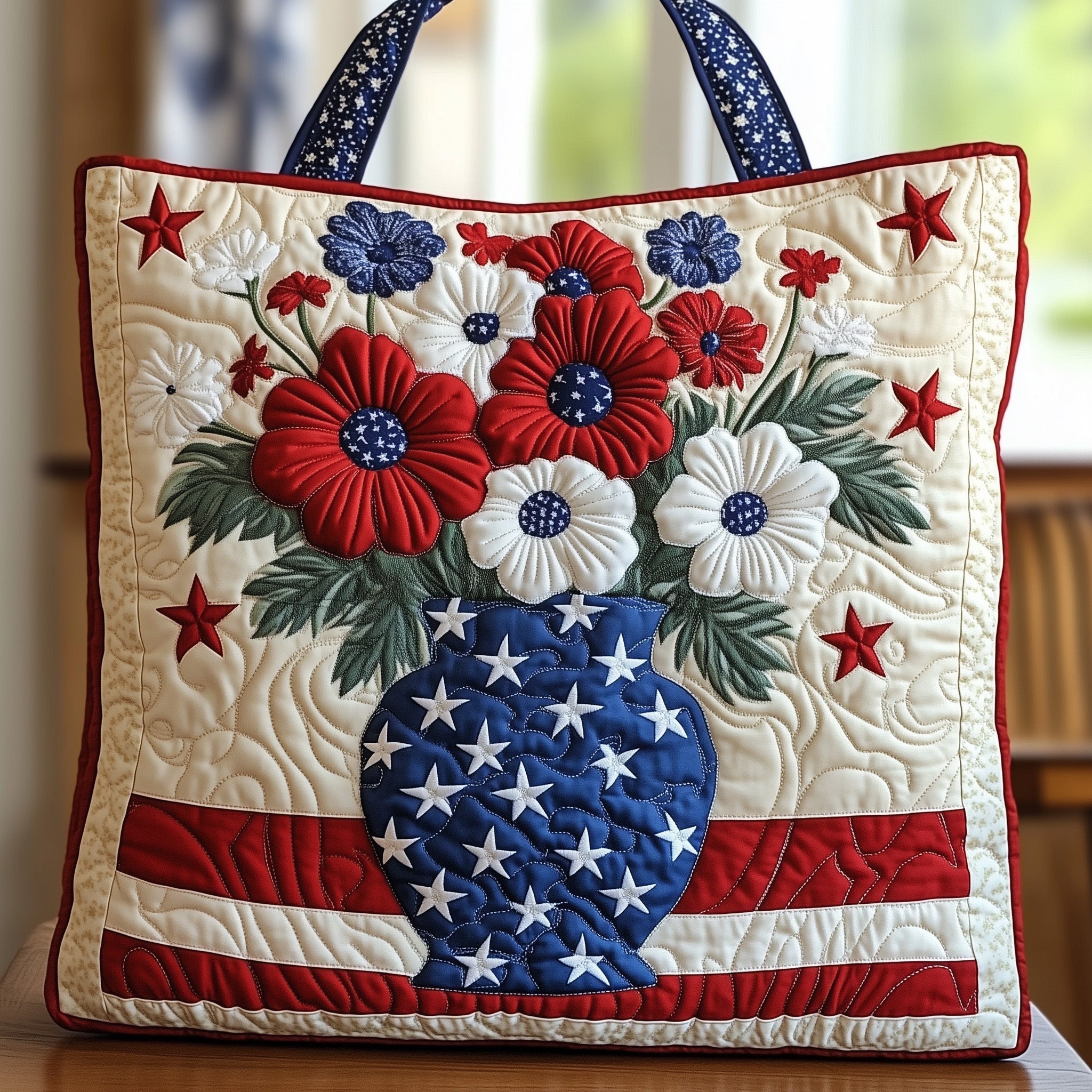 Patriotic Petals Quilted Tote Bag GFTOHD8004