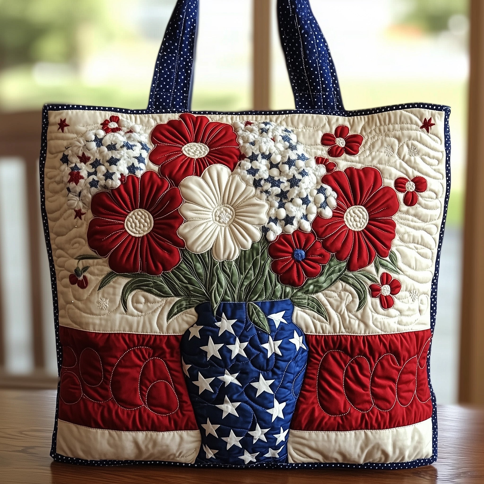 Patriotic Petals Quilted Tote Bag GFTOHD8005
