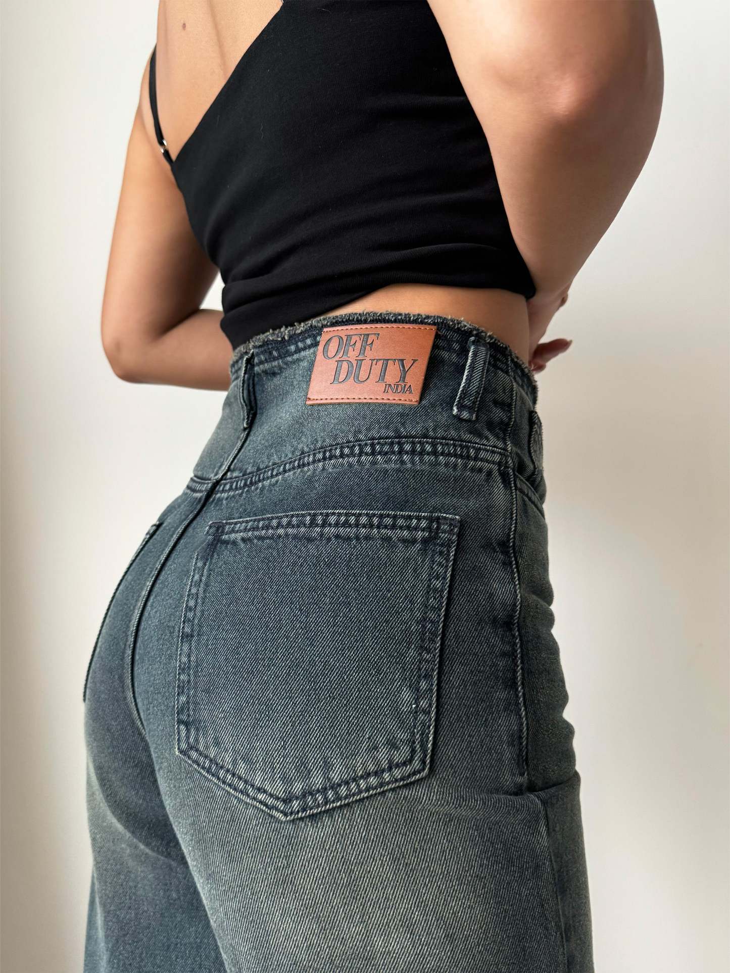 Double Button High-Waisted Denim