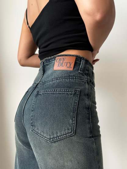 Double Button High-Waisted Denim