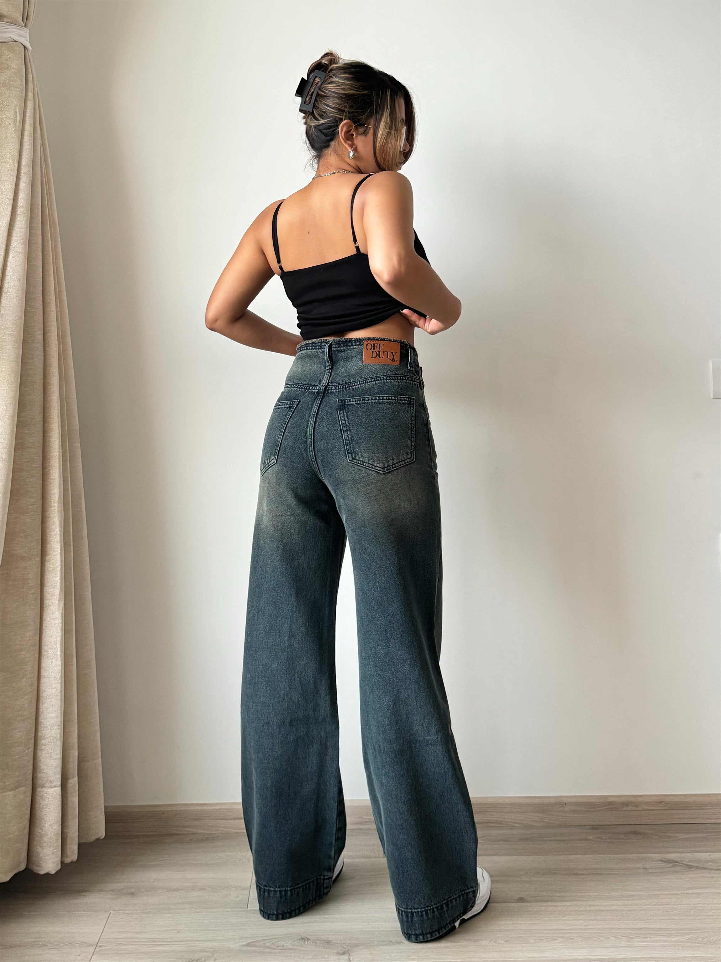 Double Button High-Waisted Denim