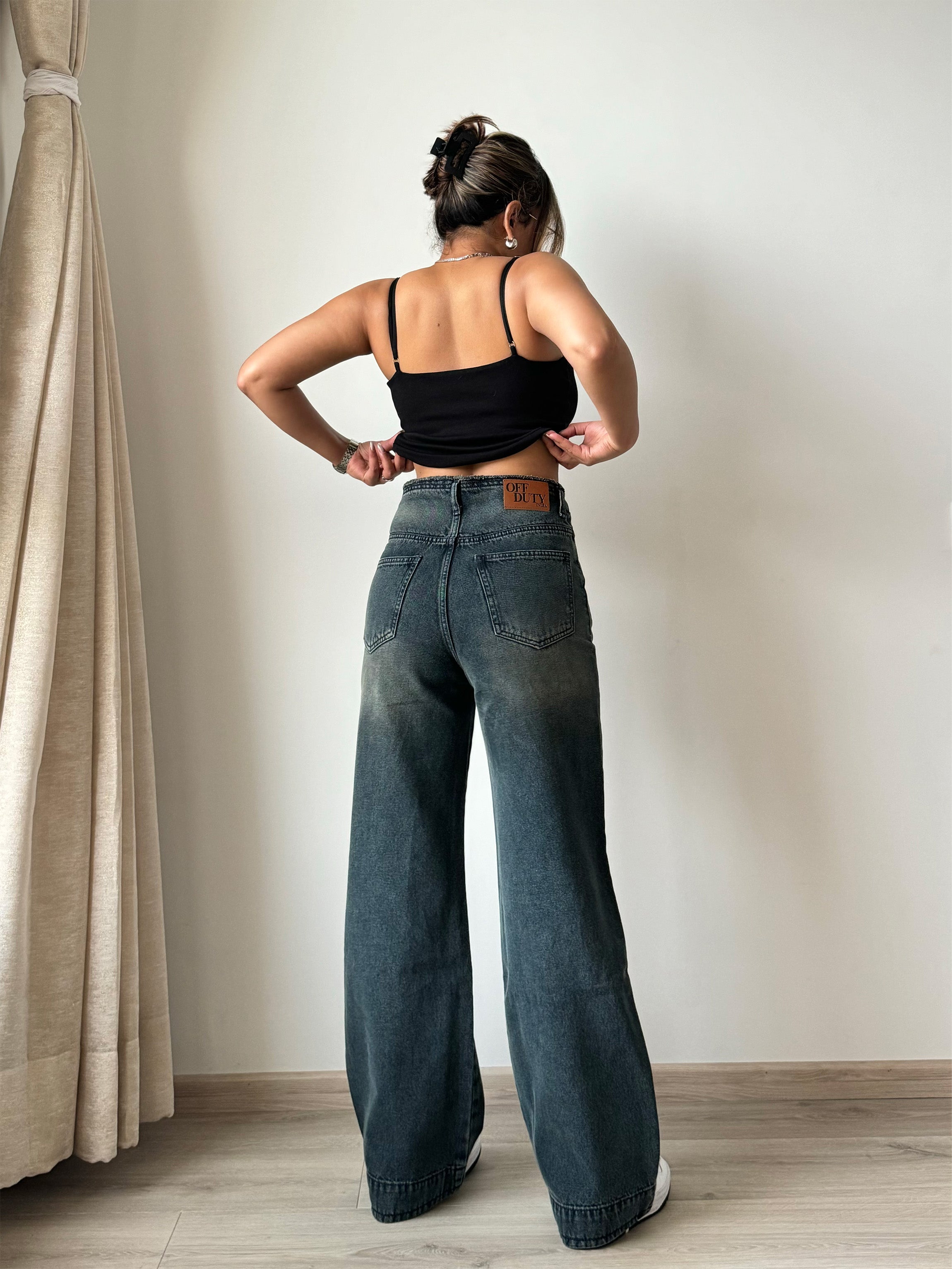 Double Button High-Waisted Denim