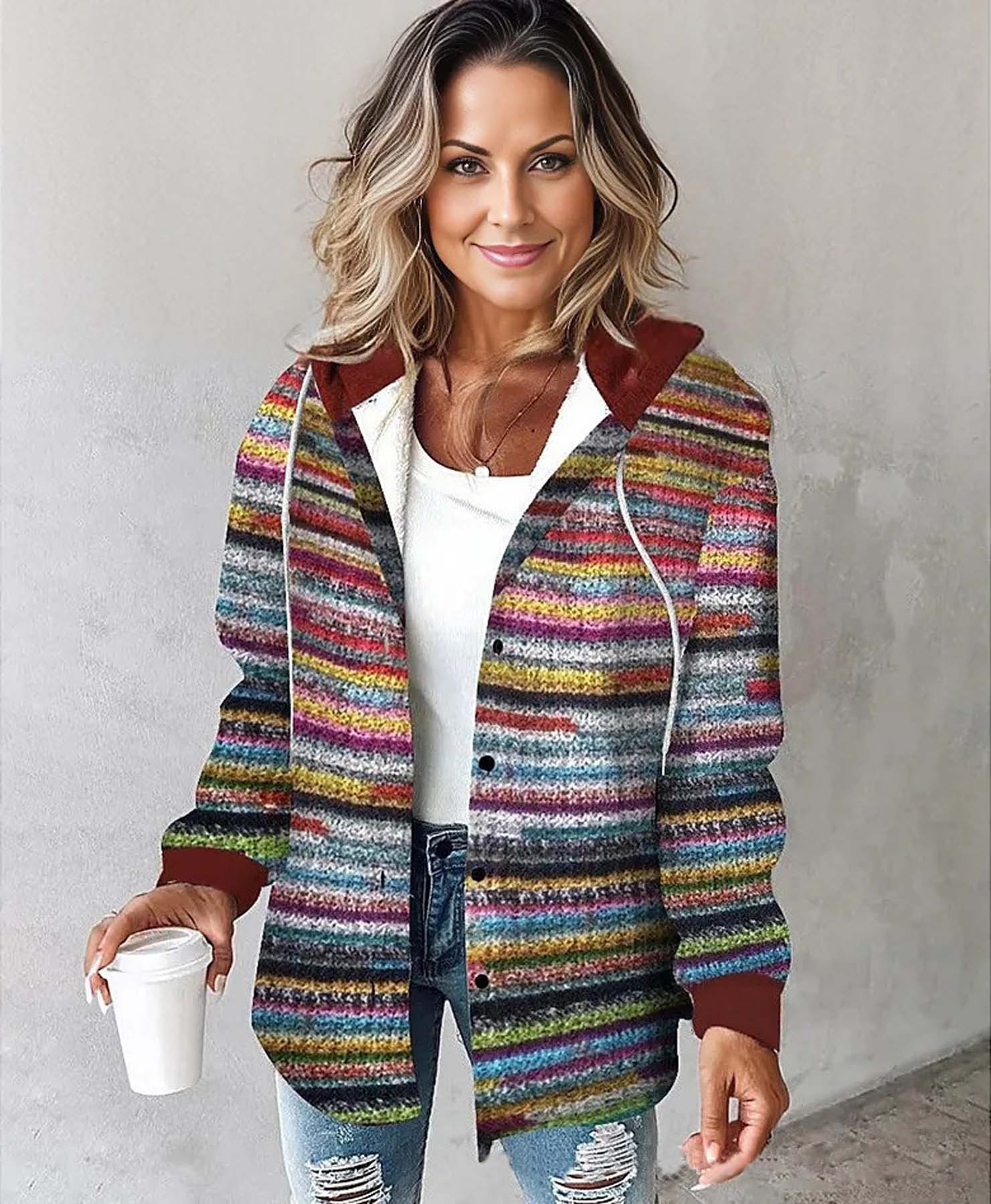 Women's casual and versatile plaid coat