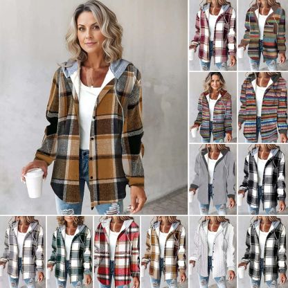 Women's casual and versatile plaid coat