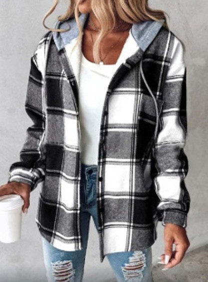Women's casual and versatile plaid coat