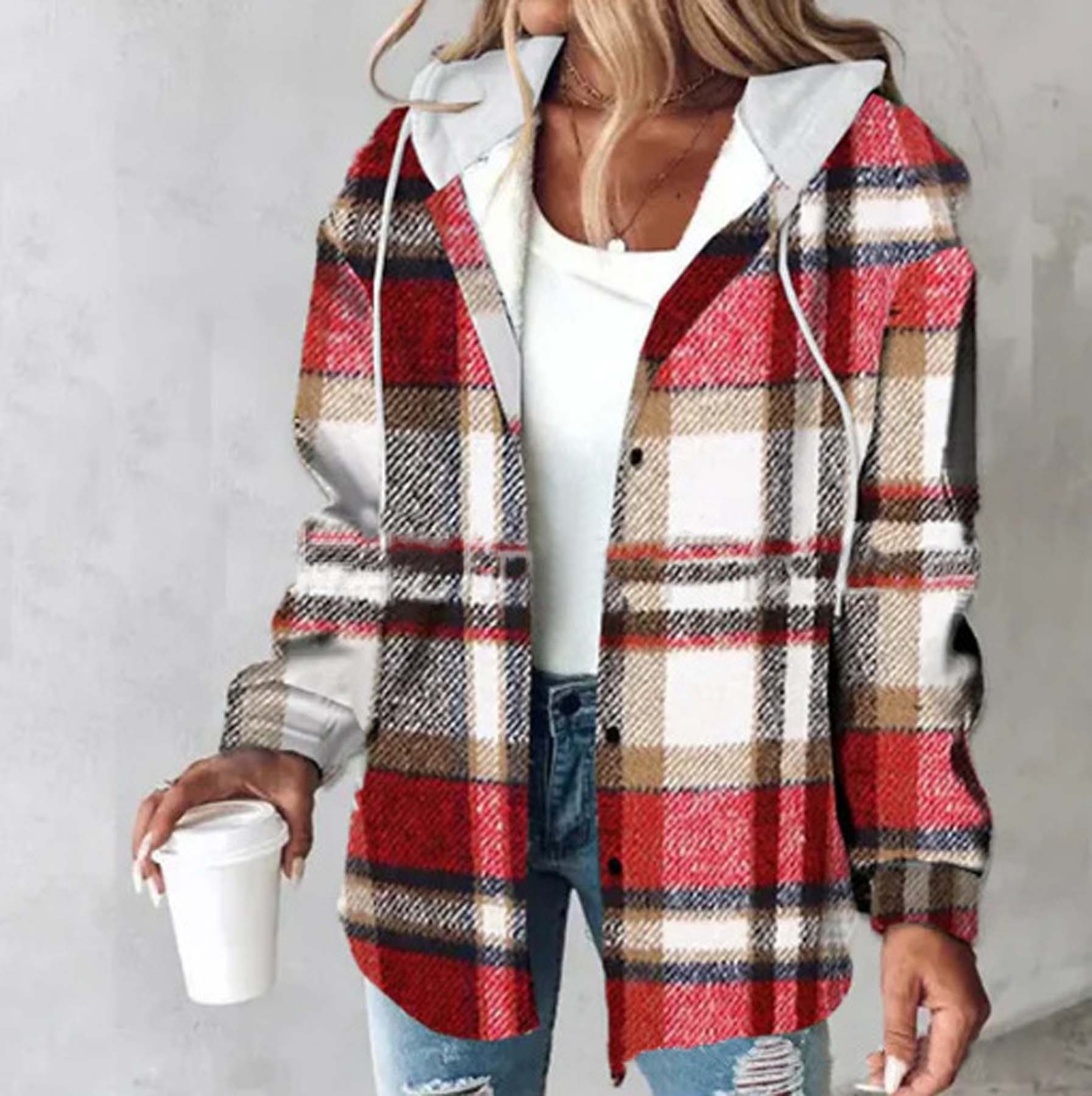 Women's casual and versatile plaid coat