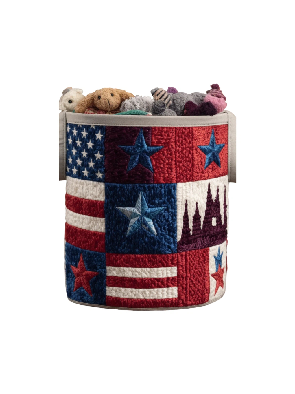 Patriotic Star Patchwork Laundry Basket